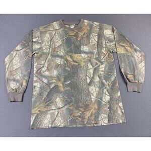 Rare Vintage Y2K Redhead Real Tree Camo Pocket Long Sleeve Shirt Outdoor Nature